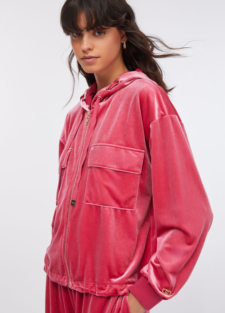 Chenille hoodie black cherry Liu Jo - large image number 4