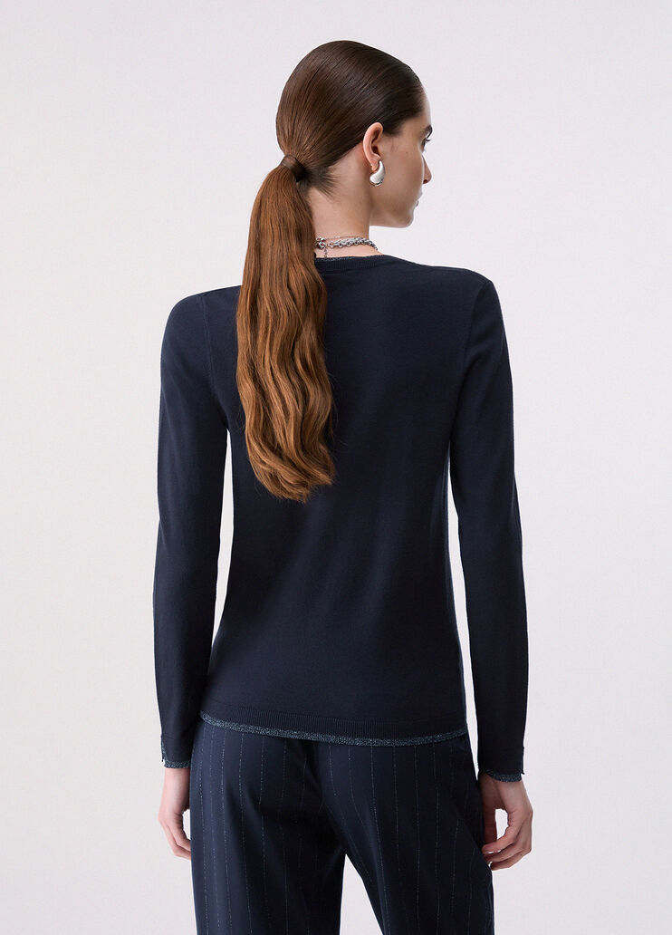 V-Ausschnitt Pullover Dunkelblau Liu Jo - medium