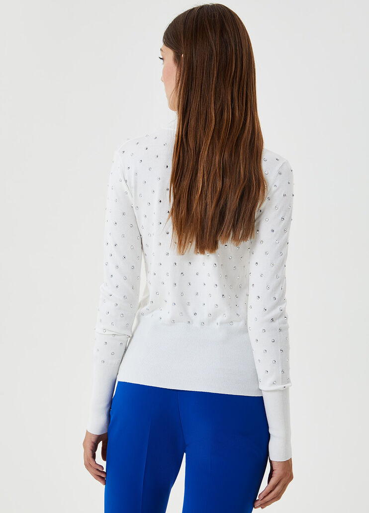 Turtleneck with gemstones White stars Liu Jo - large image number 1 Turtleneck with gemstones White stars Liu Jo - large image number 1