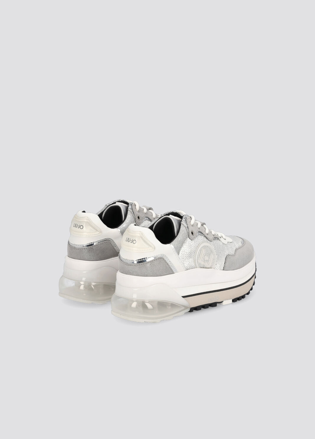 Plateau-Sneaker aus Veloursleder mit Pailletten Silberfarben Liu Jo - large image number 4