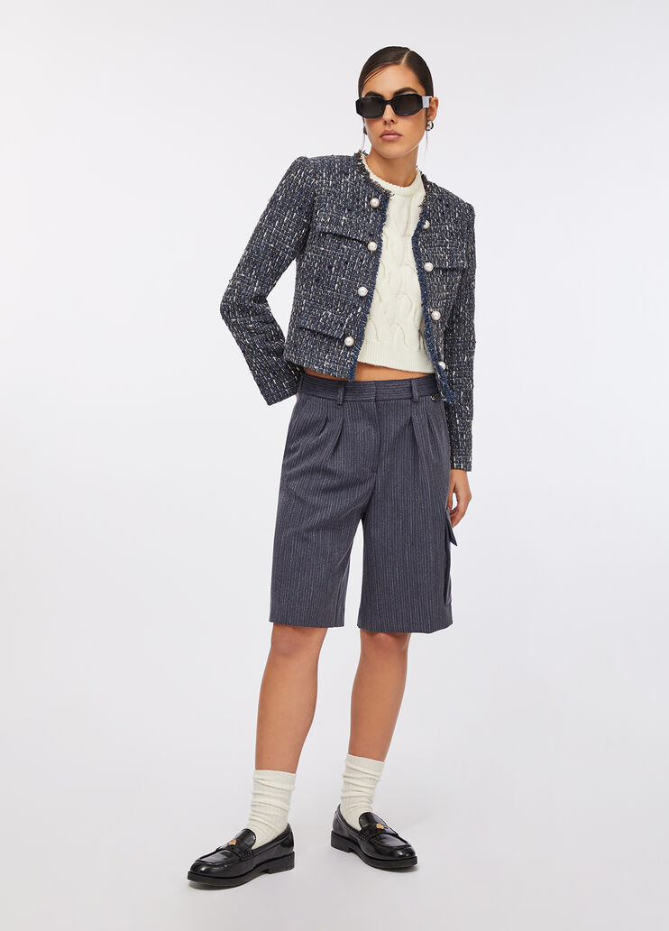 Flanell-Bermudas aus Flanell mit Nadelstreifen Blau mit Nadelstreifen Liu Jo - medium