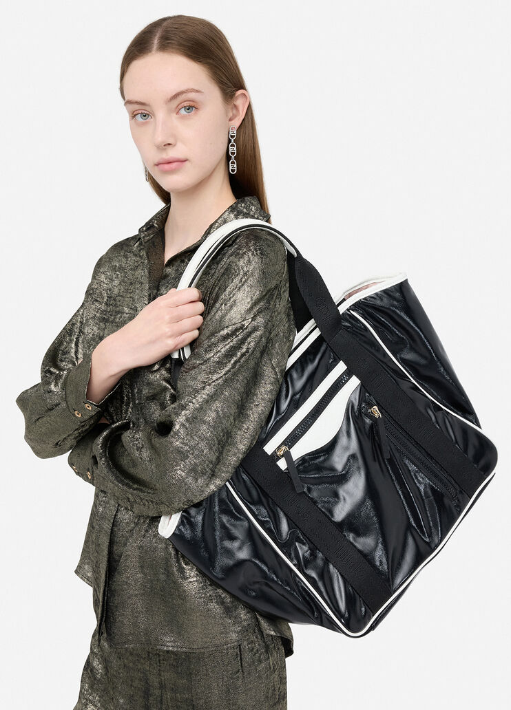 Sac fourre-tout grand format effet brillant noir Liu Jo - medium