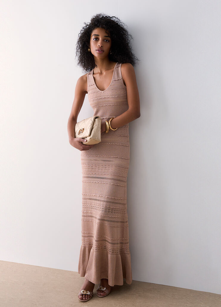 Abito lungo in maglia traforata rosa Liu Jo - medium