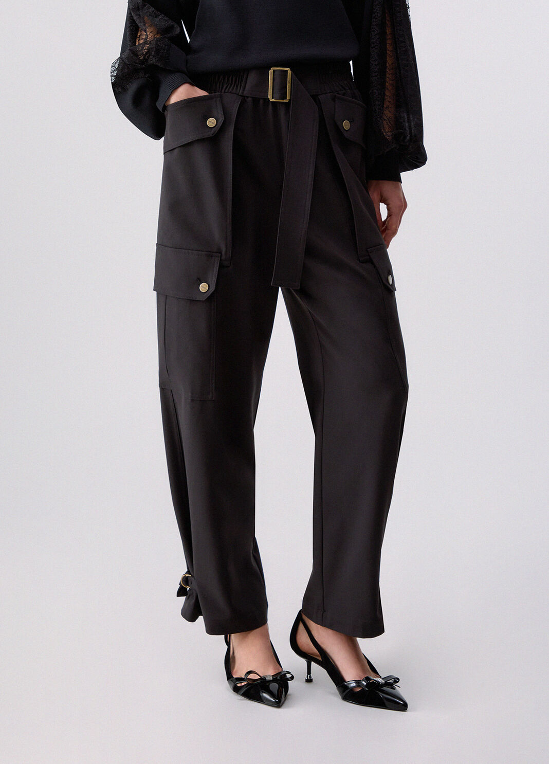 Cargo trousers in flannel black Liu Jo - large image number 0