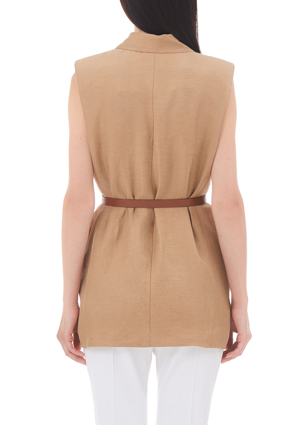 Linen gilet with shoulder pads beige Liu Jo - large image number 1