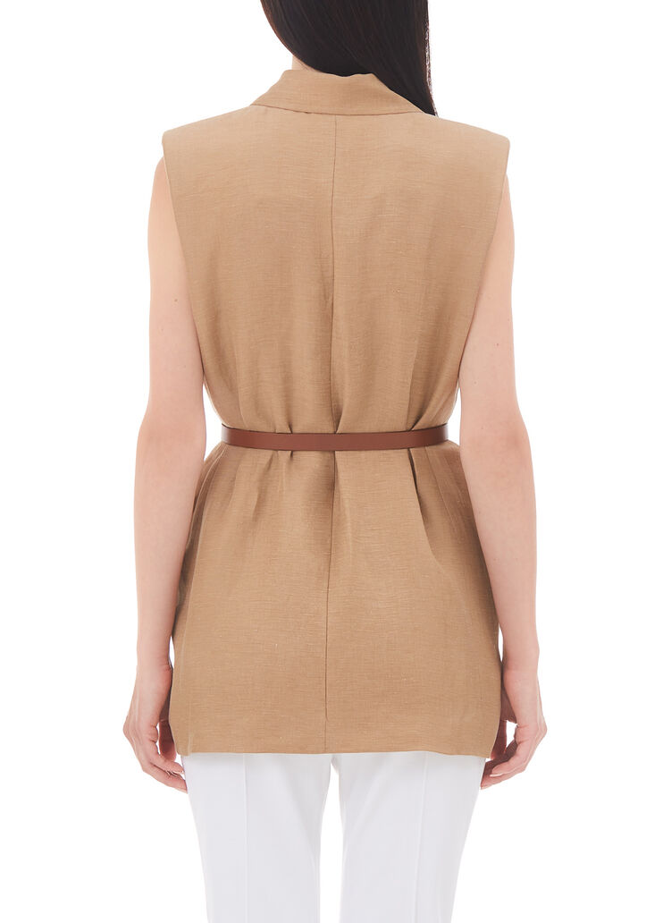 Linen gilet with shoulder pads beige Liu Jo - large image number 1 Linen gilet with shoulder pads beige Liu Jo - large image number 1