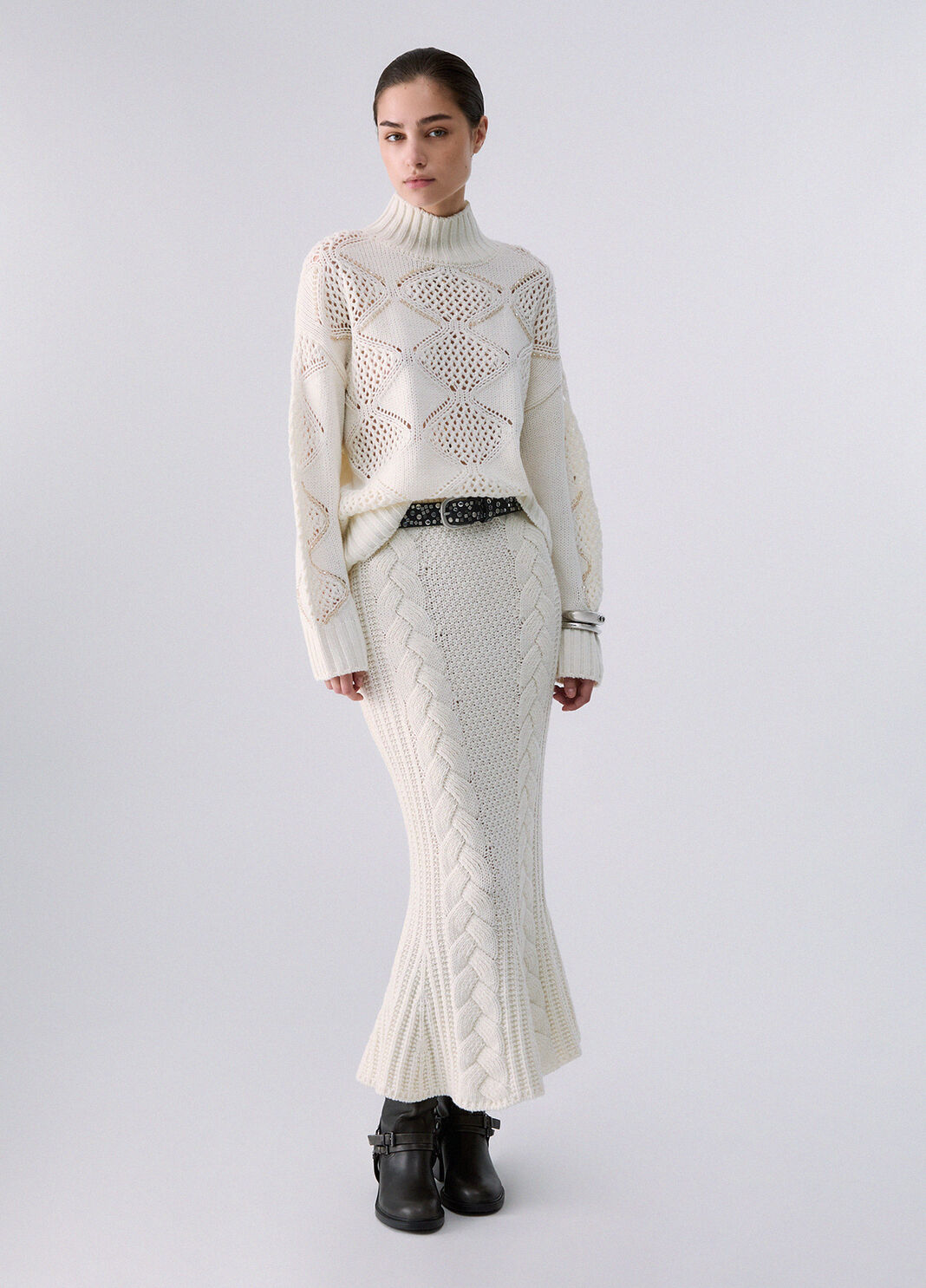 Turtleneck with Beads and Openwork white wool Liu Jo - large image number 5