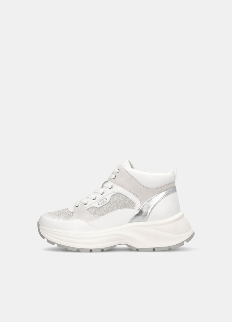 Glittery mesh mid-top sneakers white Liu Jo - large image number 5 Glittery mesh mid-top sneakers white Liu Jo - large image number 5