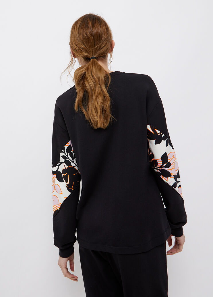 Sweatshirt mit bedrucktem Einsatz Blumen Orange/Schwarz Liu Jo - large image number 1 Sweatshirt mit bedrucktem Einsatz Blumen Orange/Schwarz Liu Jo - large image number 1