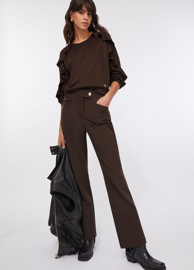 Pantalon évasé à taille haute chocolat Liu Jo - medium