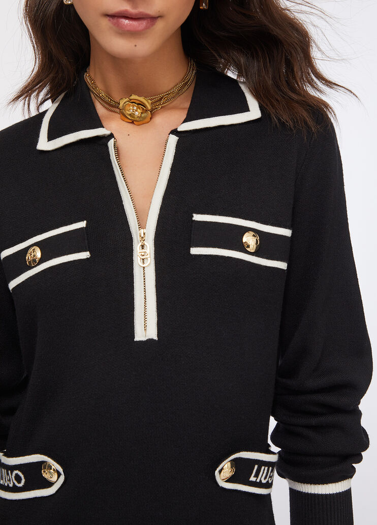 Strickkleid aus Seidenmischgewebe Schwarz Liu Jo - medium