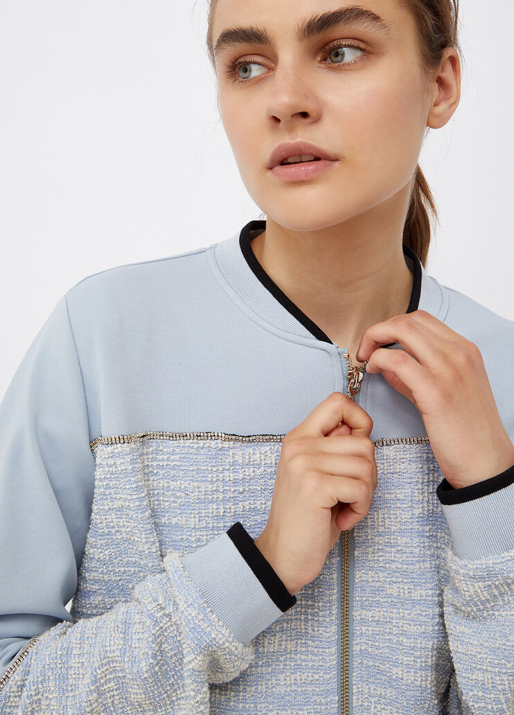 Felpa con dettagli jacquard azzurro Liu Jo - large image number 2