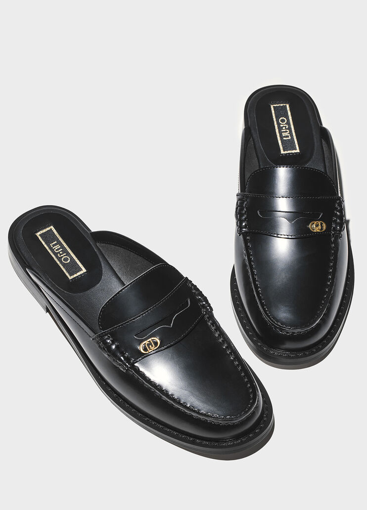 Black leather slippers black Liu Jo - large image number 2 Black leather slippers black Liu Jo - large image number 2