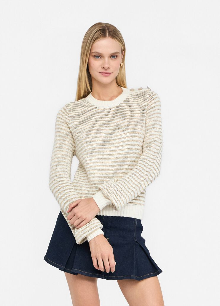 Gestreifter Pullover aus Lurex® Wollweiß Liu Jo - medium Gestreifter Pullover aus Lurex® Wollweiß Liu Jo - medium