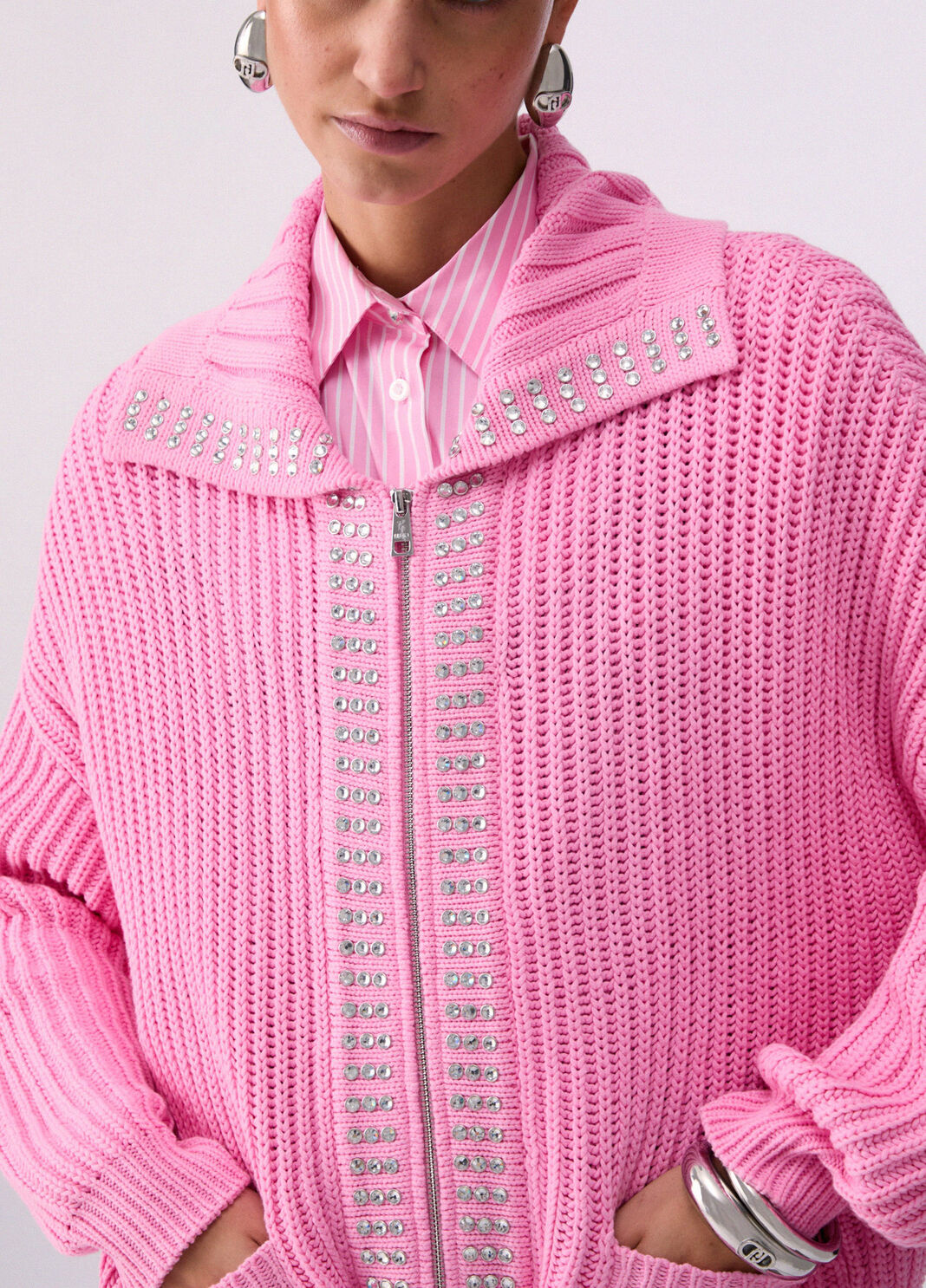 Cardigan with gemstones peach Liu Jo - large image number 4