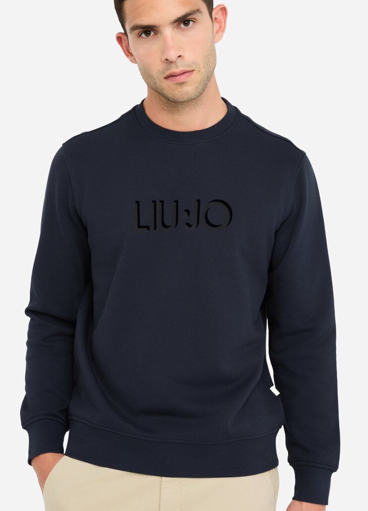 Cotton sweatshirt with logo dark blue Liu Jo - medium