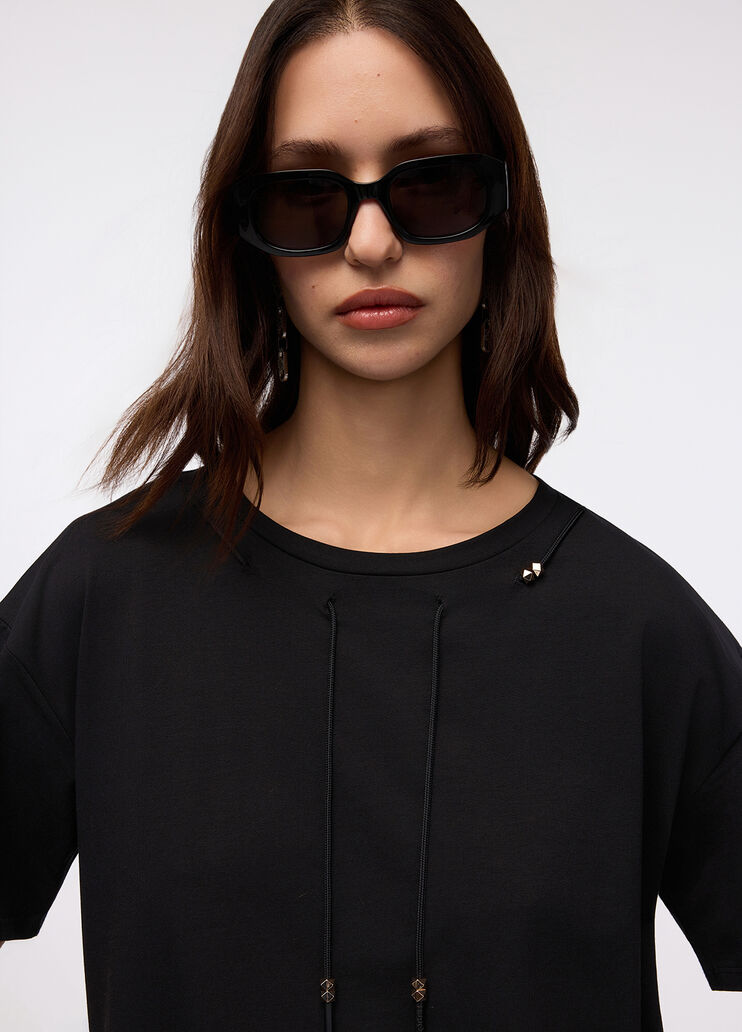 Cotton T-shirt with drawstring black Liu Jo - large image number 2