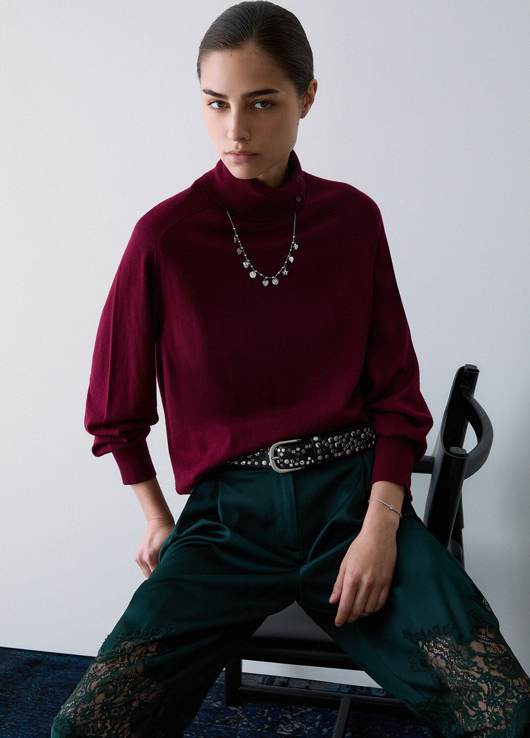 Turtleneck sweater in wool with bracelet red Liu Jo - large image number 3