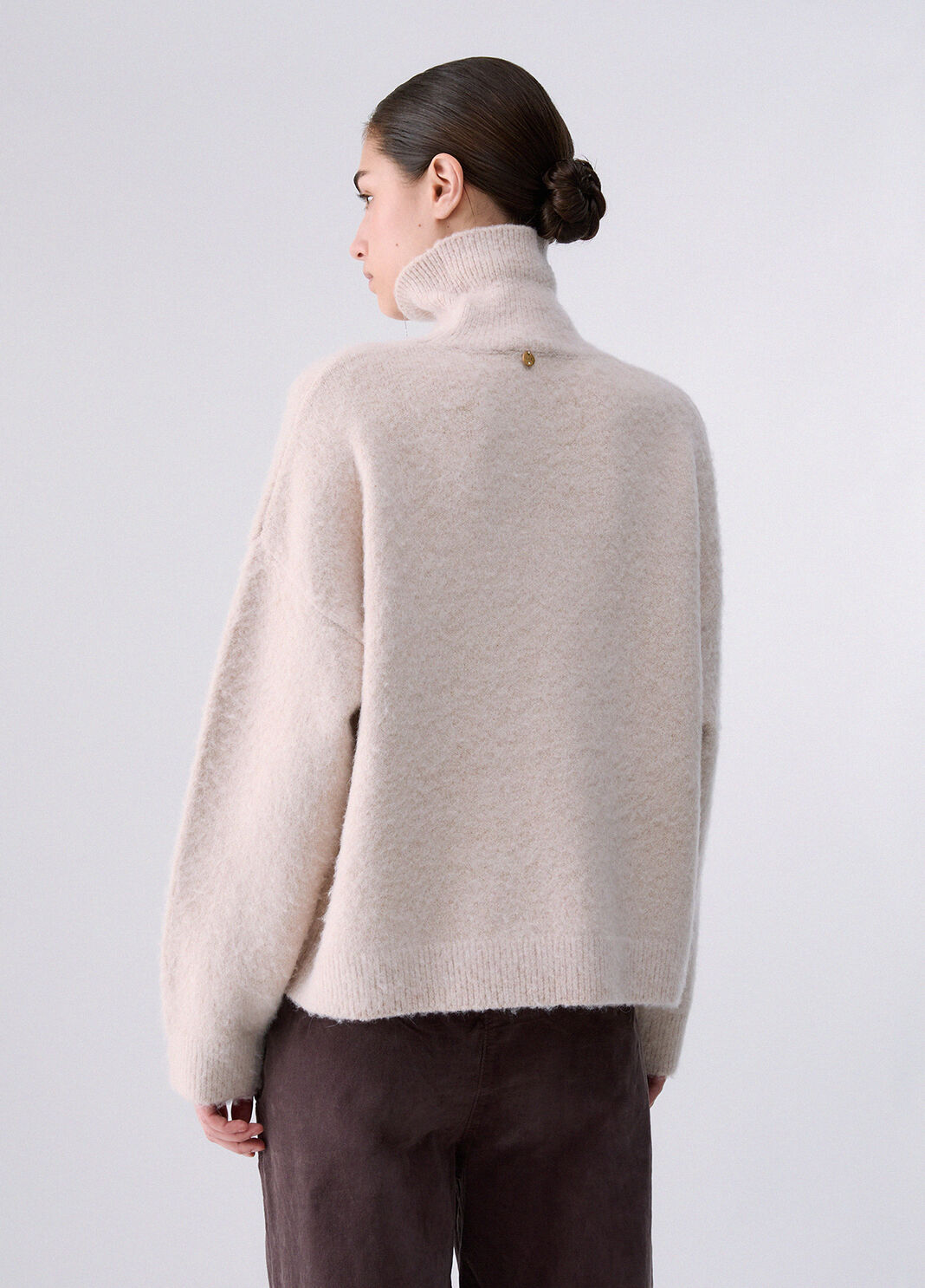 Jersey de cuello alto en lana cepillada beige Liu Jo - large image number 1
