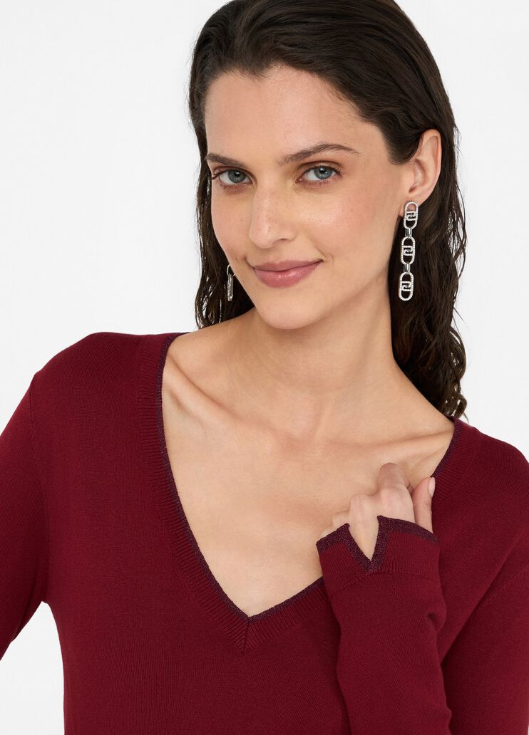 Джемпер с V-образным вырезом горловины красный Liu Jo - medium Джемпер с V-образным вырезом горловины красный Liu Jo - medium