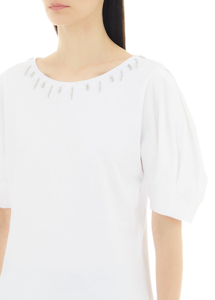Футболка с роскошными аппликациями оптический белый Liu Jo - large image number 2