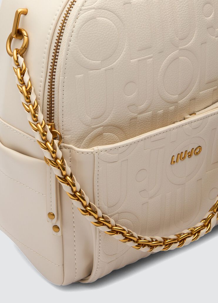 Backpack with logo and chain cream Liu Jo - large image number 4