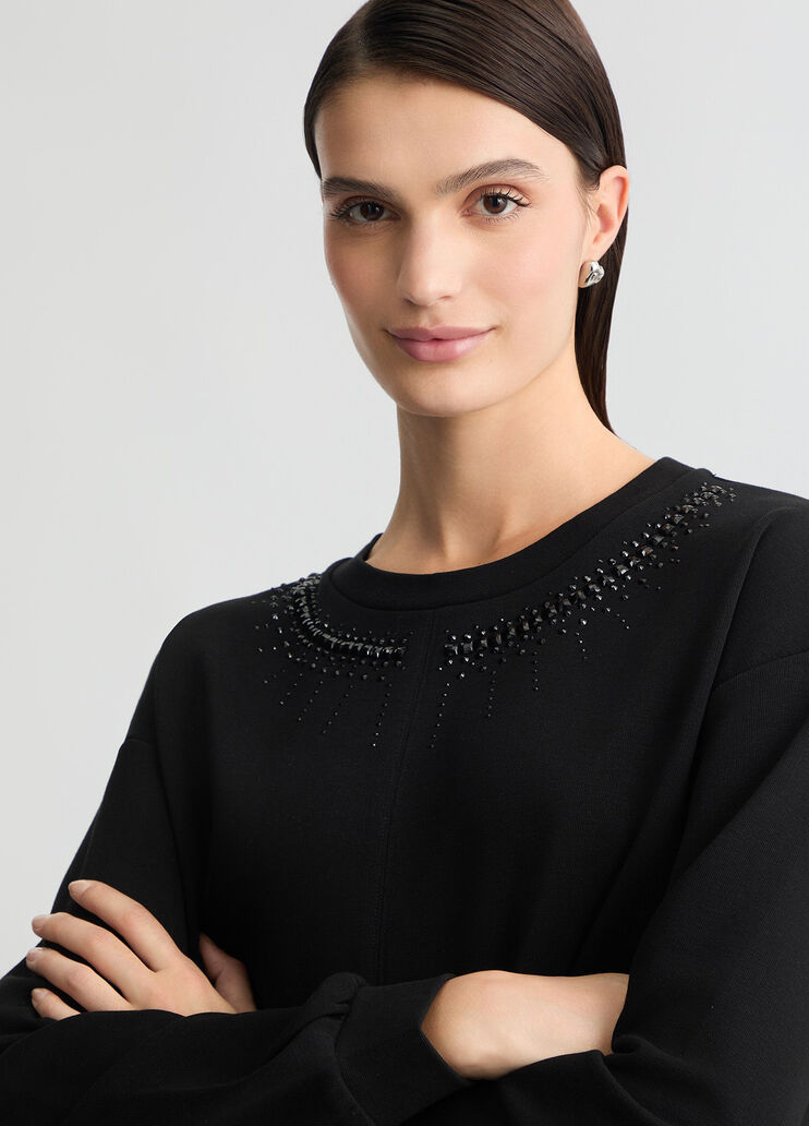 Sweatshirt with rhinestones black Liu Jo - large image number 2 Sweatshirt with rhinestones black Liu Jo - large image number 2