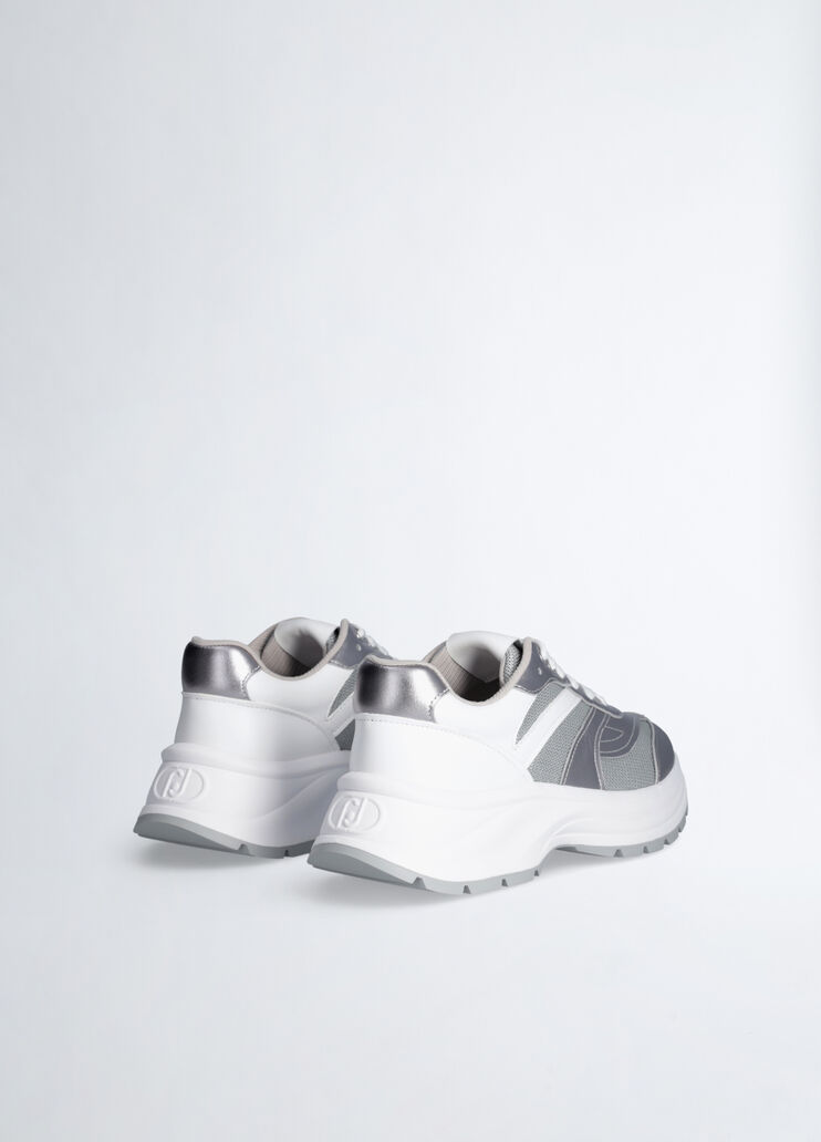 Leather and brighty mesh sneakers silver tone Liu Jo - large image number 3 Leather and brighty mesh sneakers silver tone Liu Jo - large image number 3