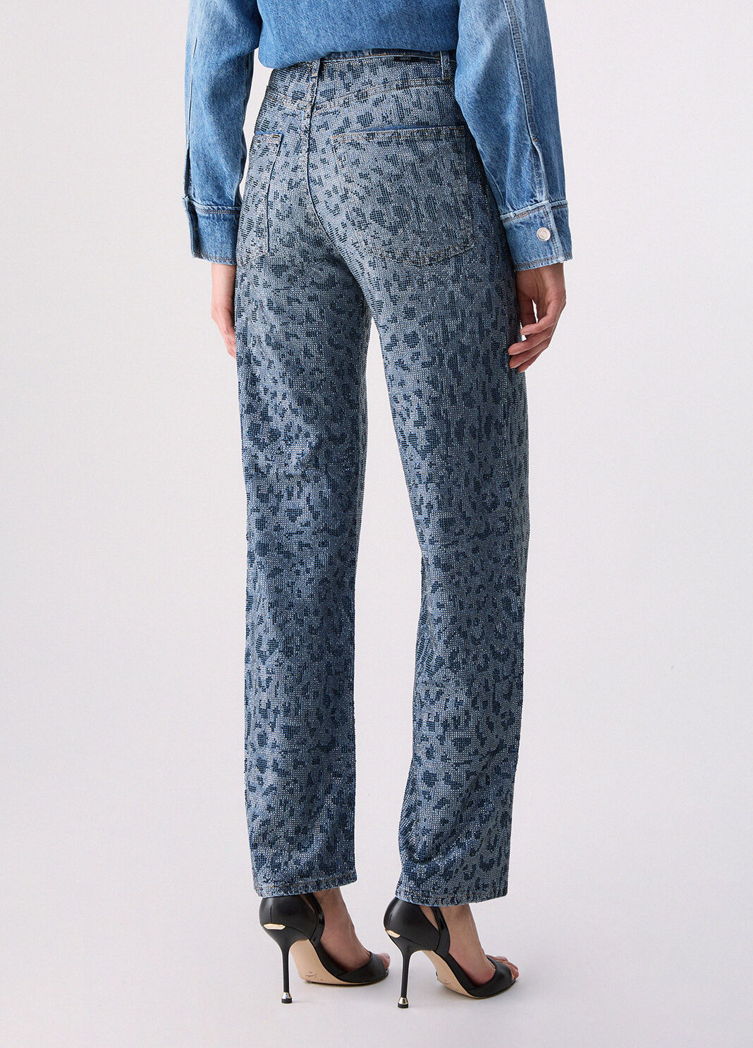 Jeans rectos con strass animal denim azul Liu Jo - large image number 1