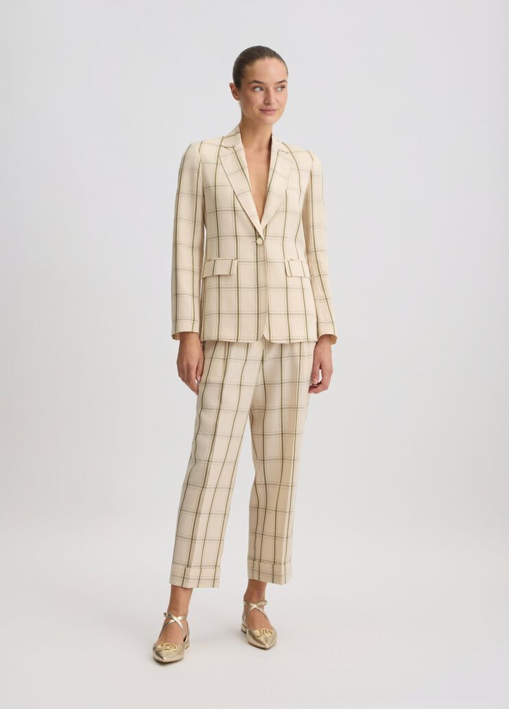 Linen-blend check trousers beige Liu Jo - medium Linen-blend check trousers beige Liu Jo - medium