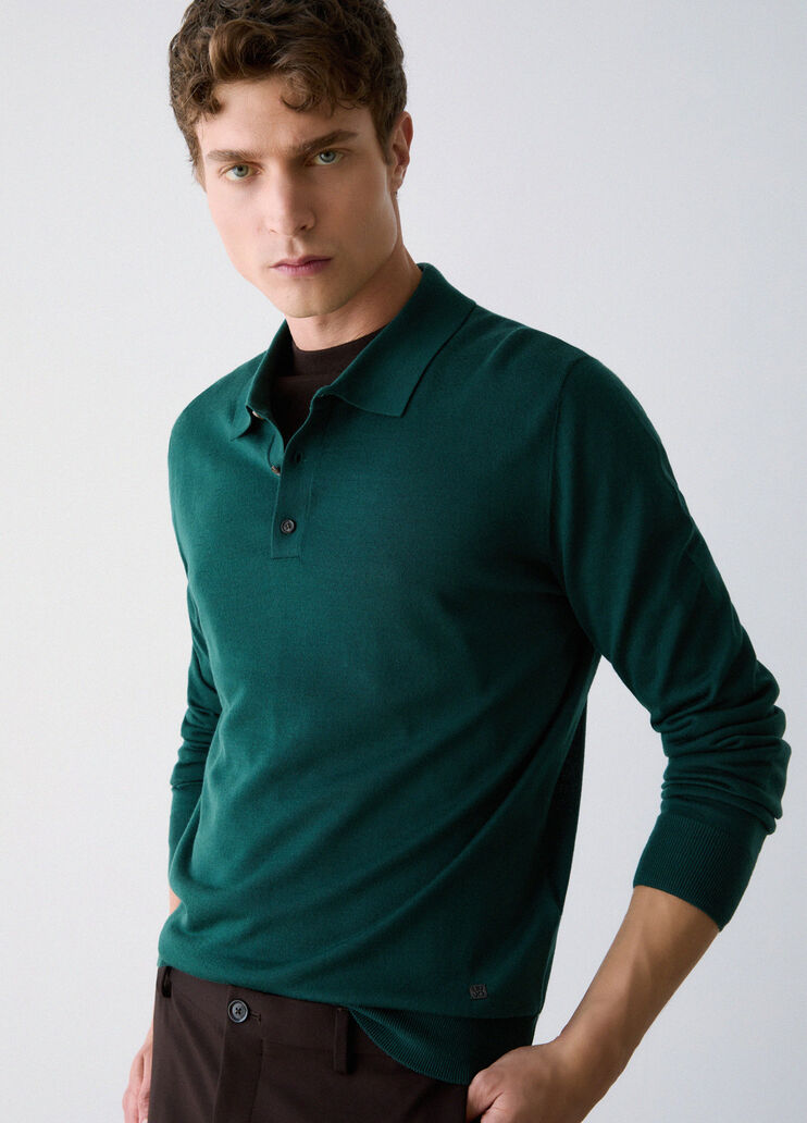 Merino Wool Polo forest green Liu Jo - medium