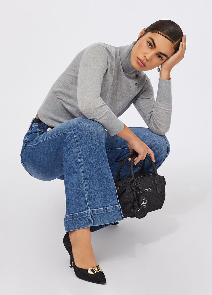 Rollkragenpullover aus Baumwolle und Cashmere Grau Liu Jo - large image number 2