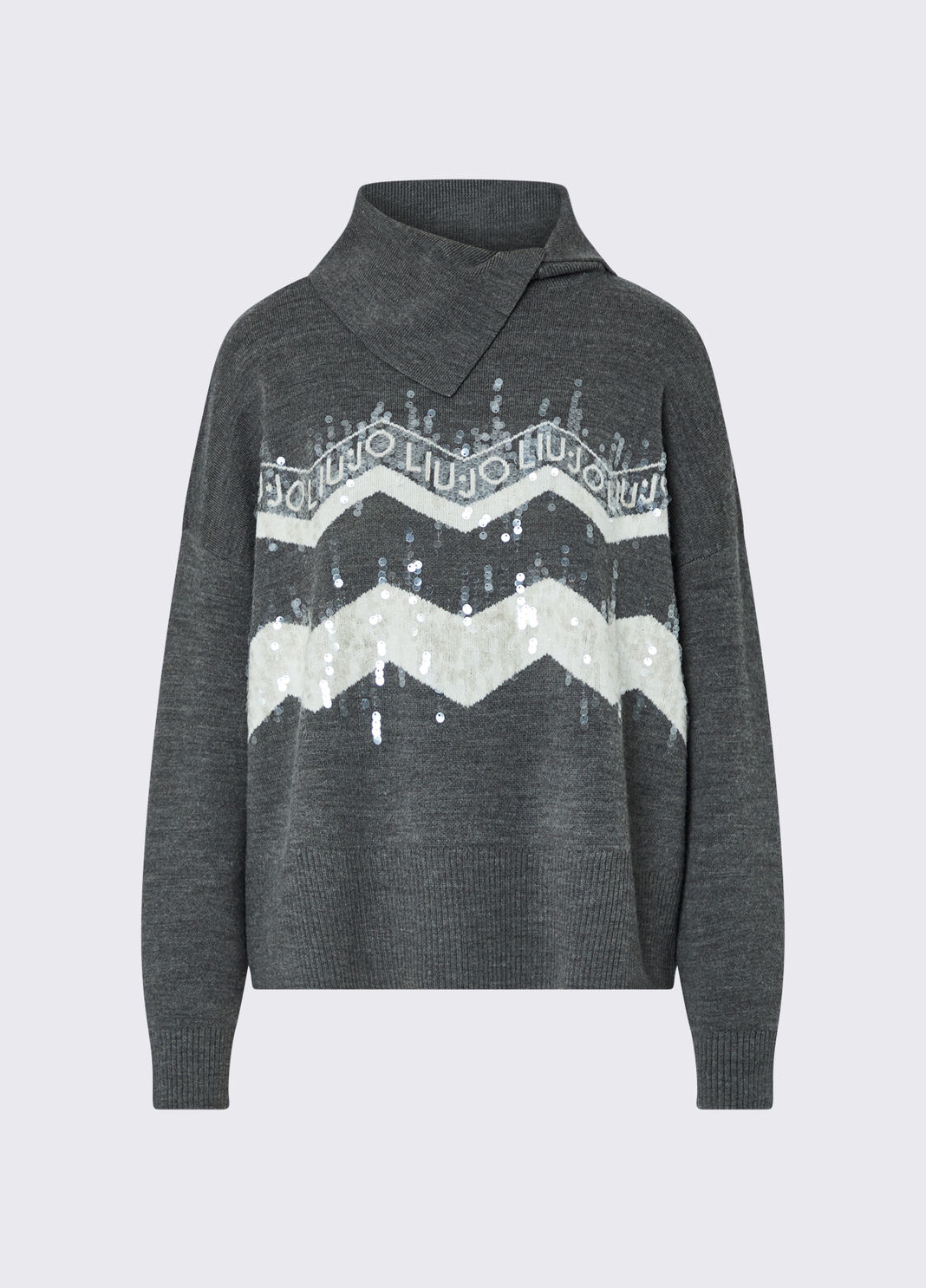 Jacquard Sweater in Wool Blend grey Liu Jo - large image number 6