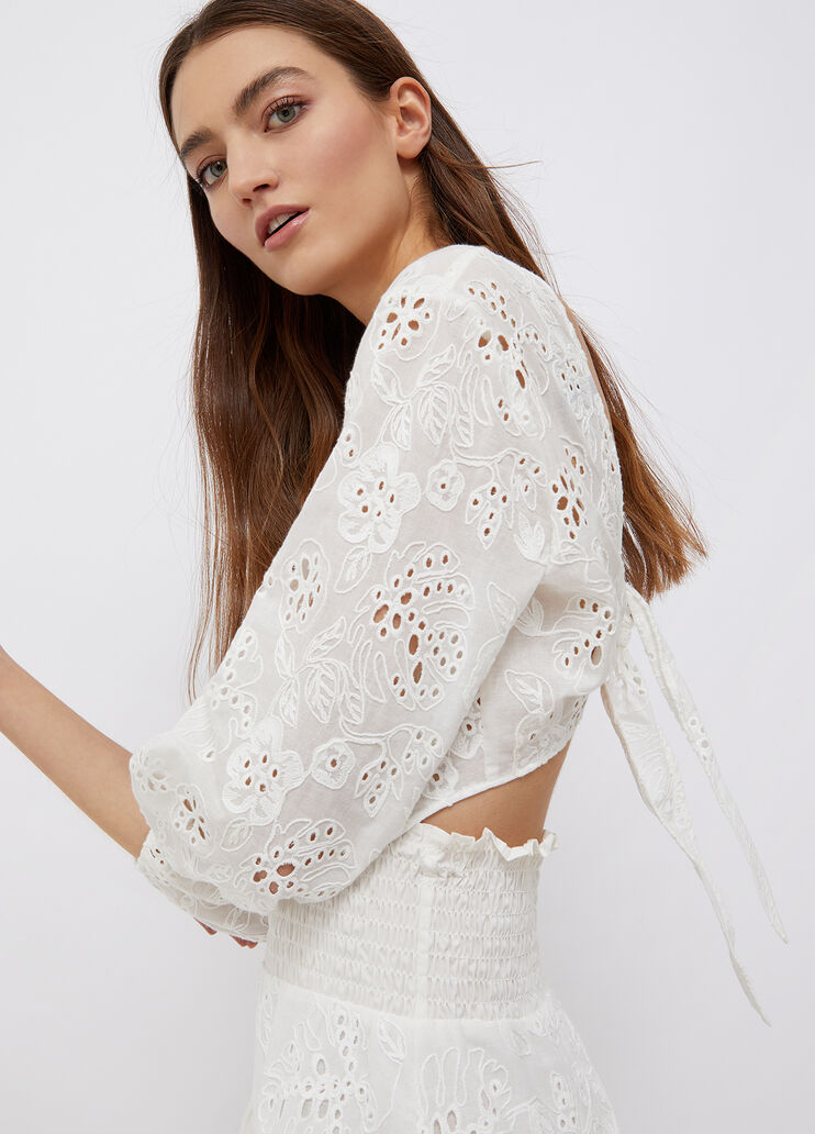 Short broderie anglaise denim dress white Liu Jo - large image number 2 Short broderie anglaise denim dress white Liu Jo - large image number 2