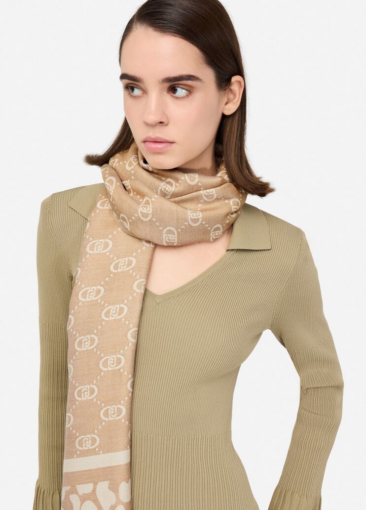 Shawl with logo oat Liu Jo - medium Shawl with logo oat Liu Jo - medium