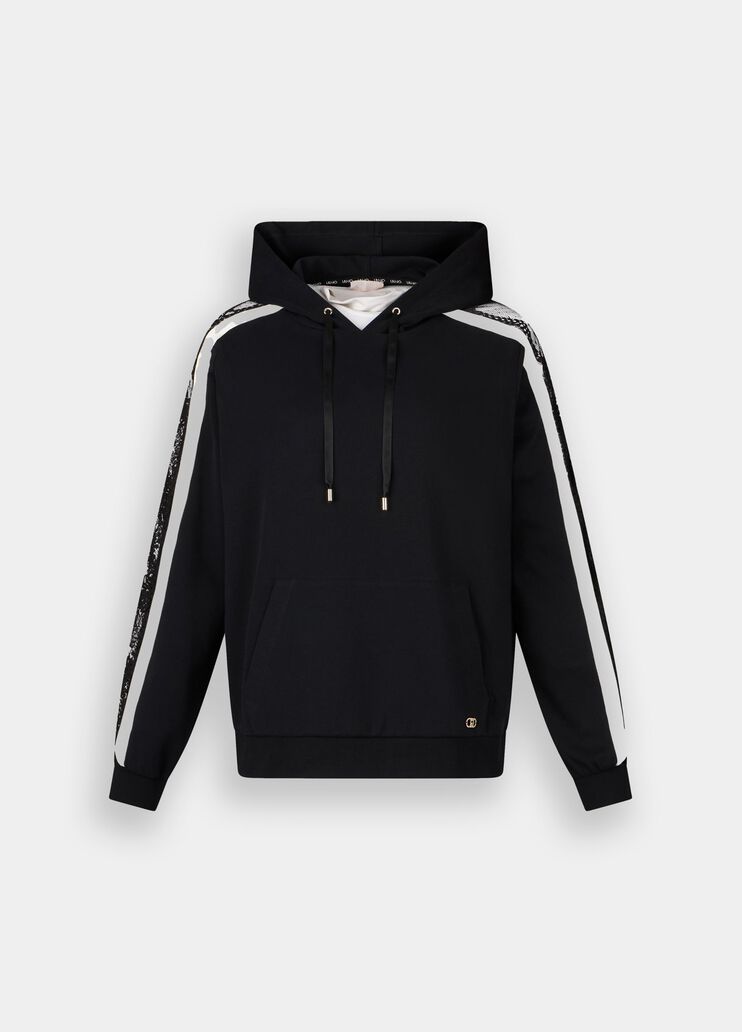 Cotton sweatshirt with lace black Liu Jo - large image number 6