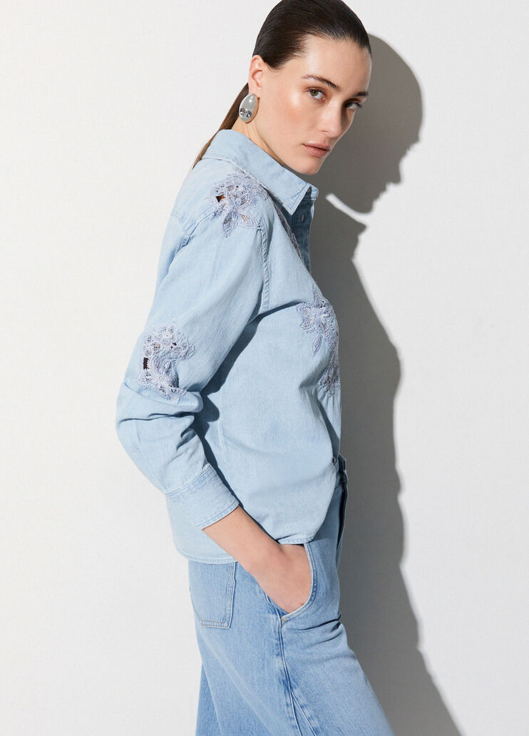 Denim shirt with lace light denim Liu Jo - medium