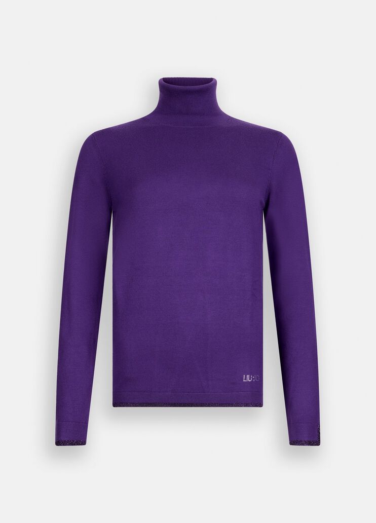 Polo-neck with lurex® details purple Liu Jo - large image number 6