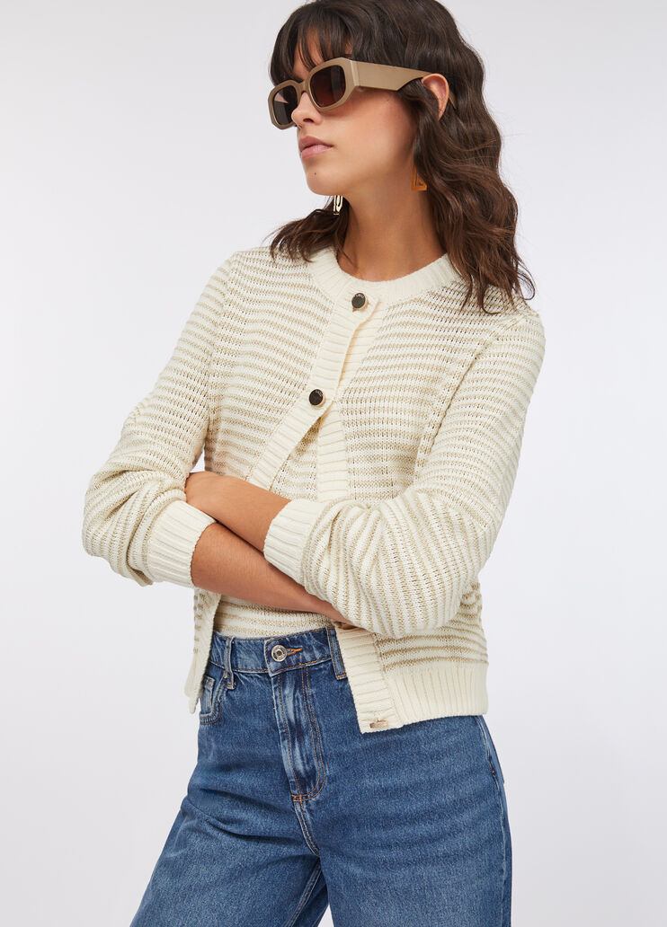 Striped lurex® cardigan white wool Liu Jo - large image number 2