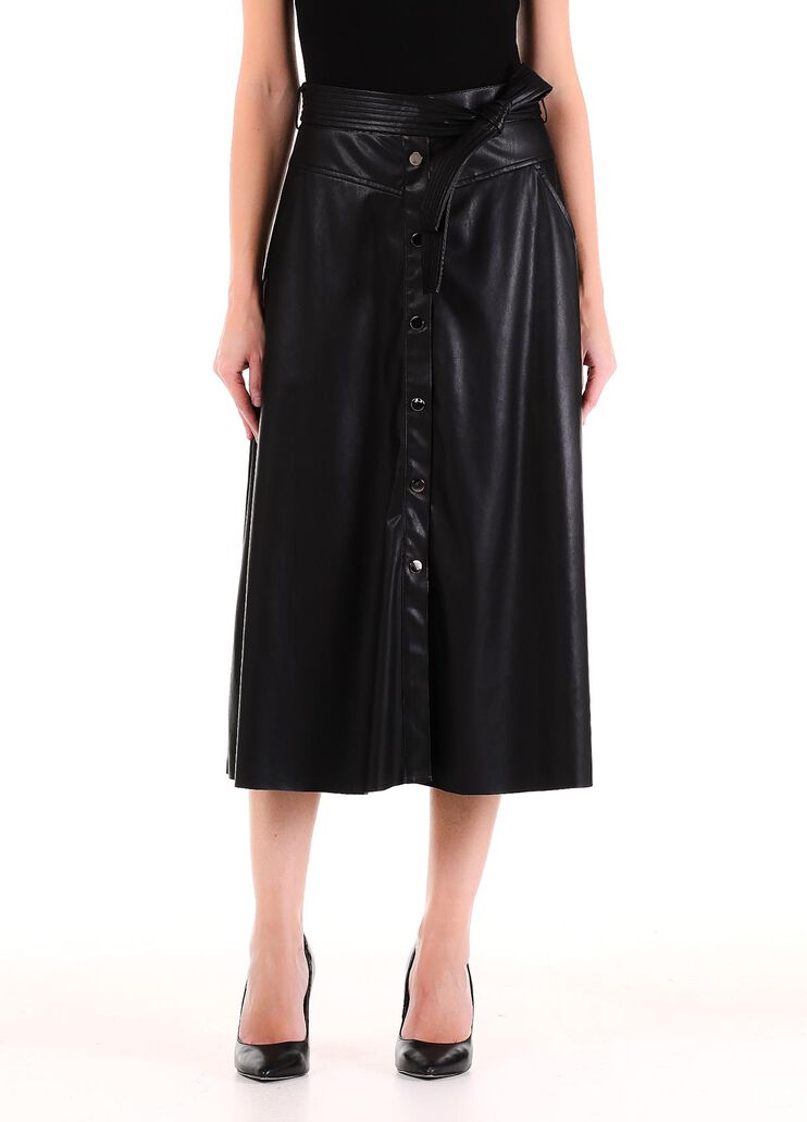 Jupe mi-longue avec ceinture noir Liu Jo - large image number 0