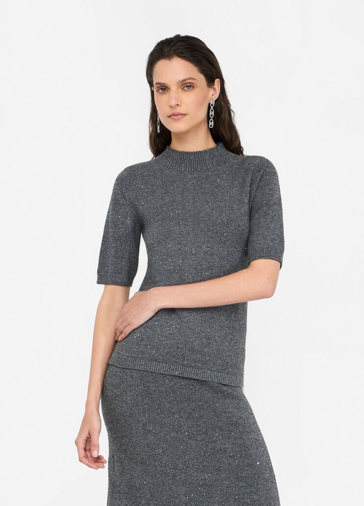 Top con micro-paillettes grigio Liu Jo - medium Top con micro-paillettes grigio Liu Jo - medium