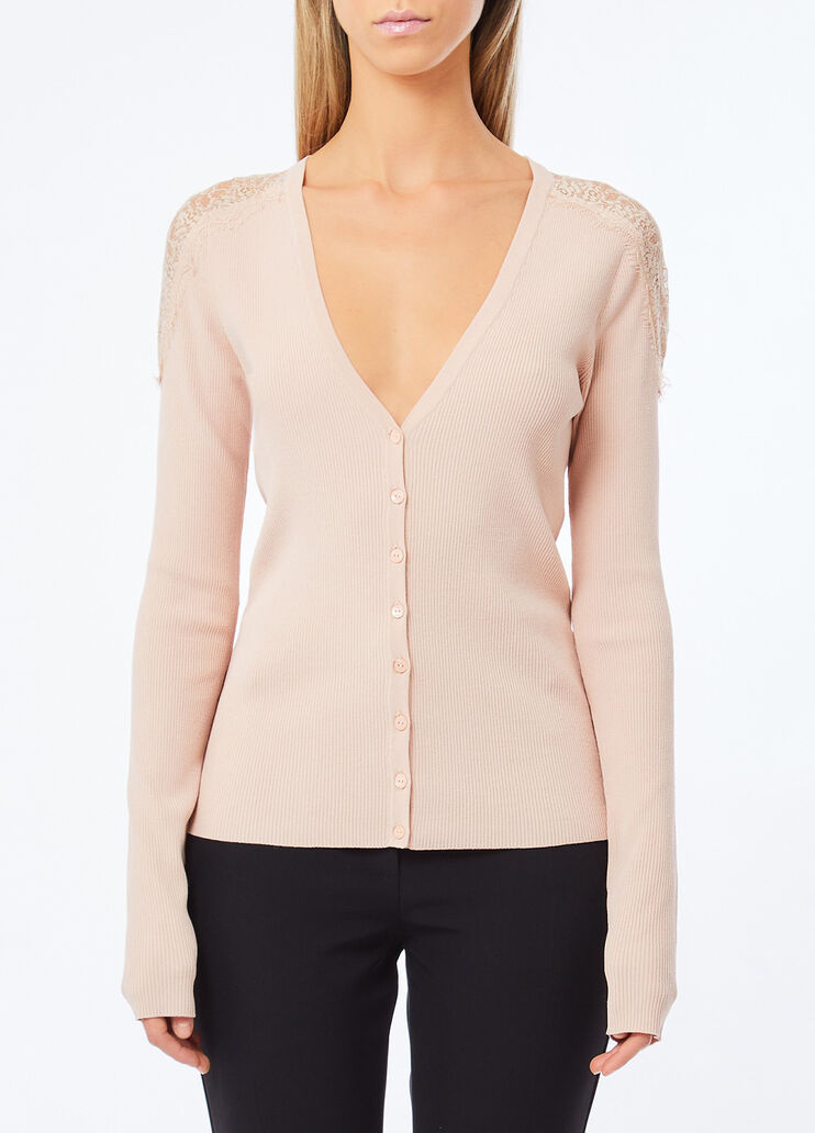 C&aacute;rdigan con encaje rosa polvos Liu Jo - medium