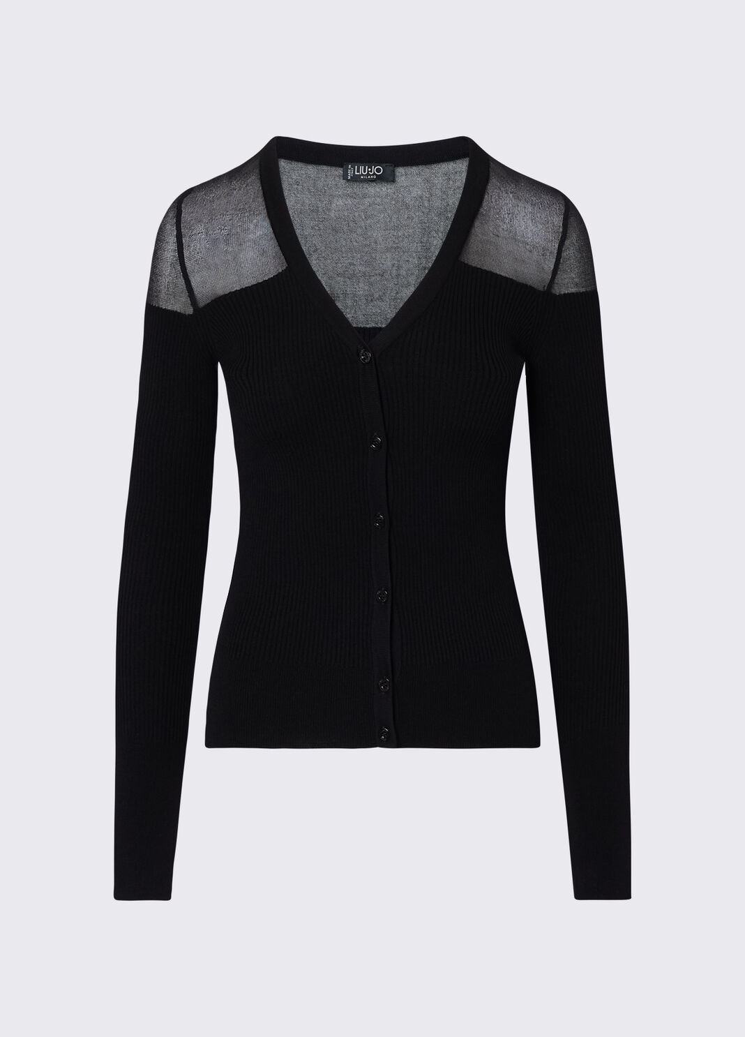 Cardigan with see-through inserts black Liu Jo - large image number 6