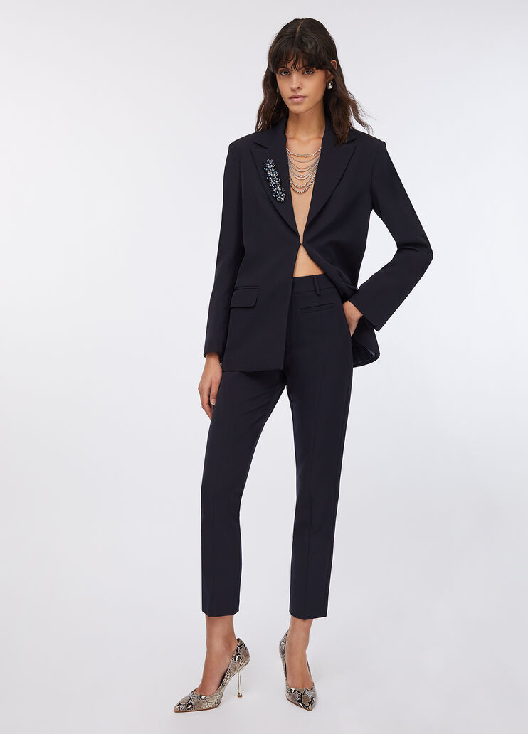 Long jacket with bejewelled embroidery navy blue Liu Jo - medium Long jacket with bejewelled embroidery navy blue Liu Jo - medium