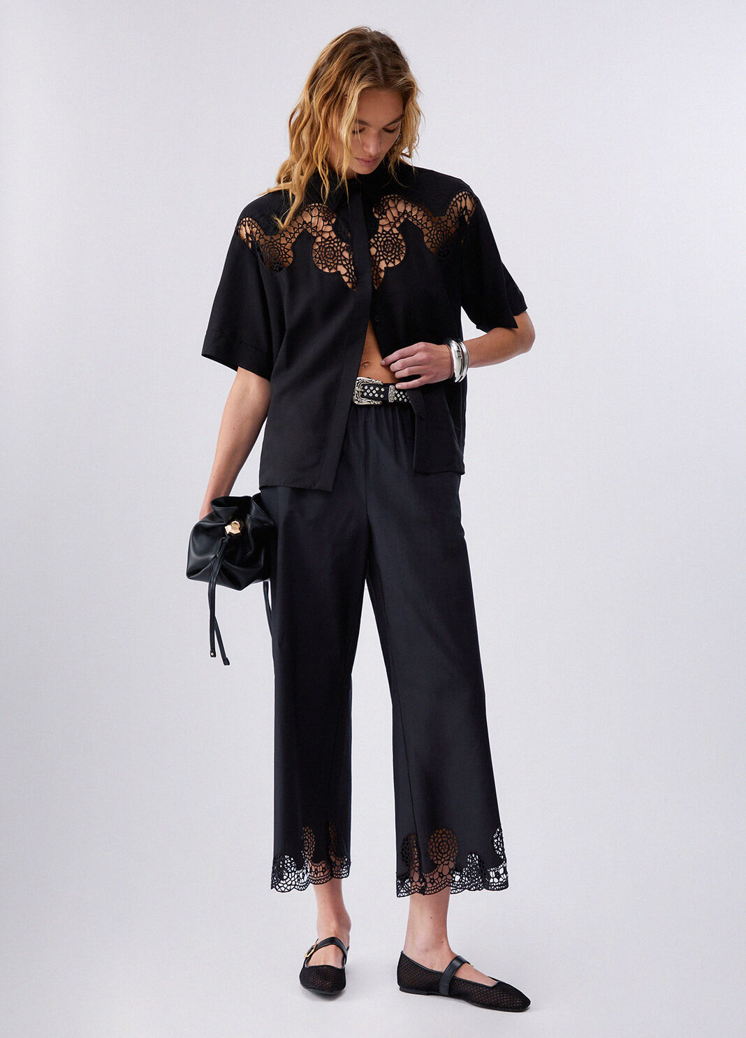 Shirt with openwork embroidery black Liu Jo - large image number 5