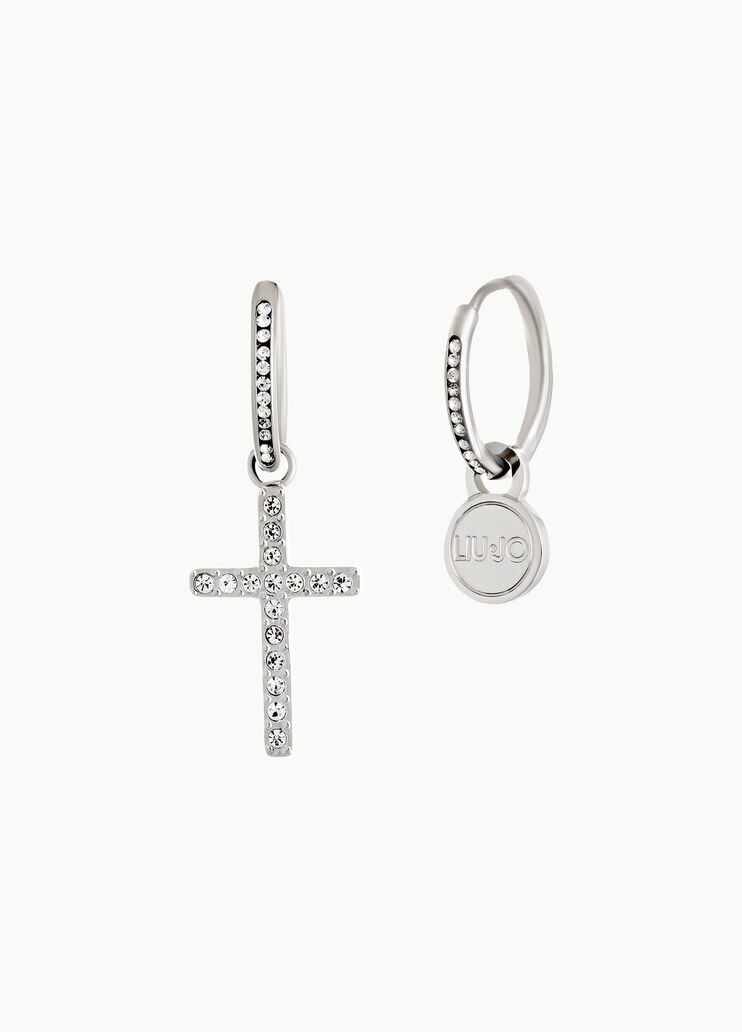 Earrings with logo and cross Steel Liu Jo - large image number 1 Earrings with logo and cross Steel Liu Jo - large image number 1