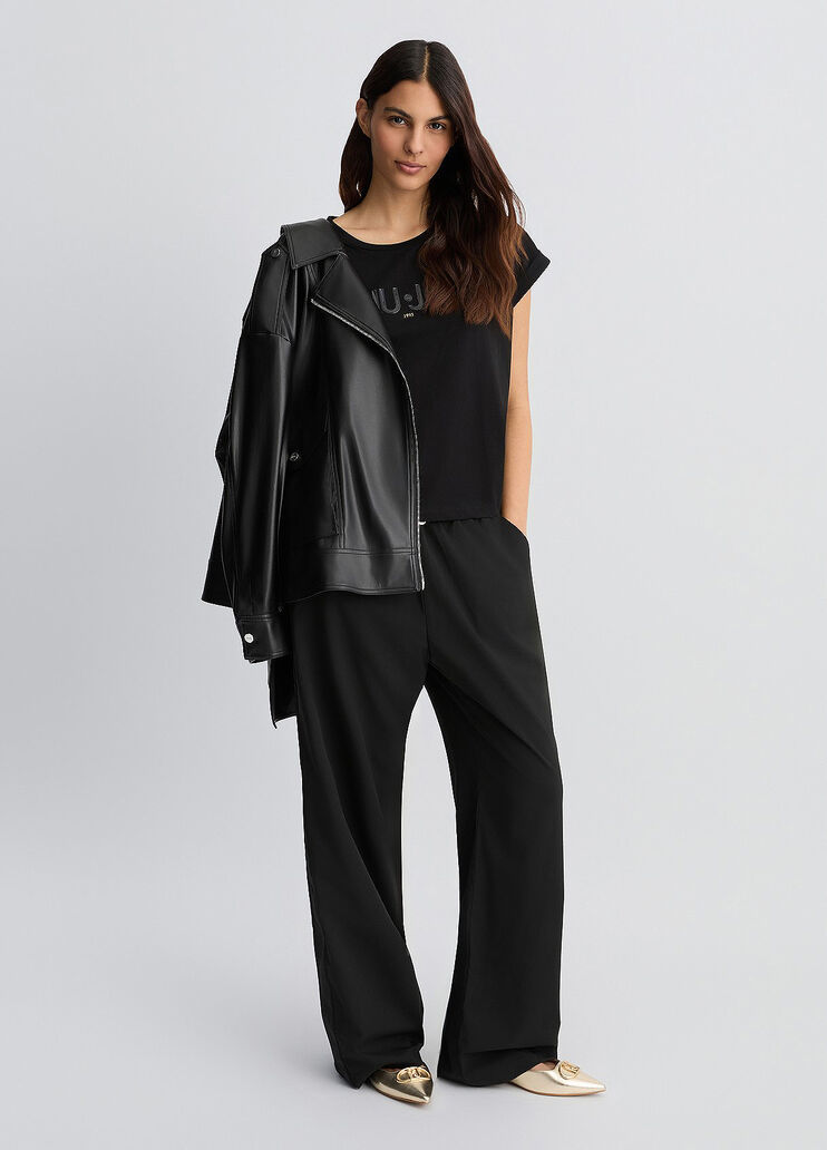 Cotton T-shirt with logo  black Liu Jo - large image number 5 Cotton T-shirt with logo  black Liu Jo - large image number 5