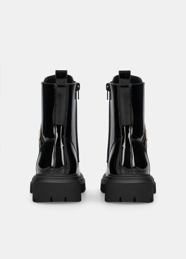 Glitter patent leather combat boots colour black Liu Jo