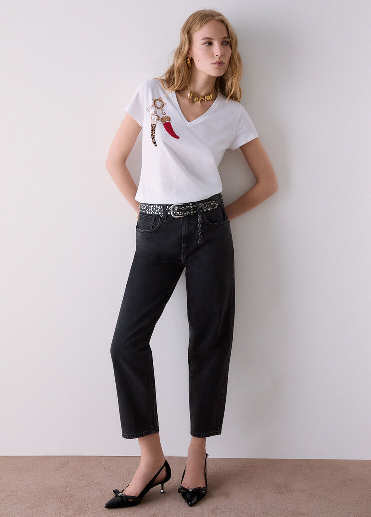 Boyfriend jeans with rips black denim Liu Jo - medium