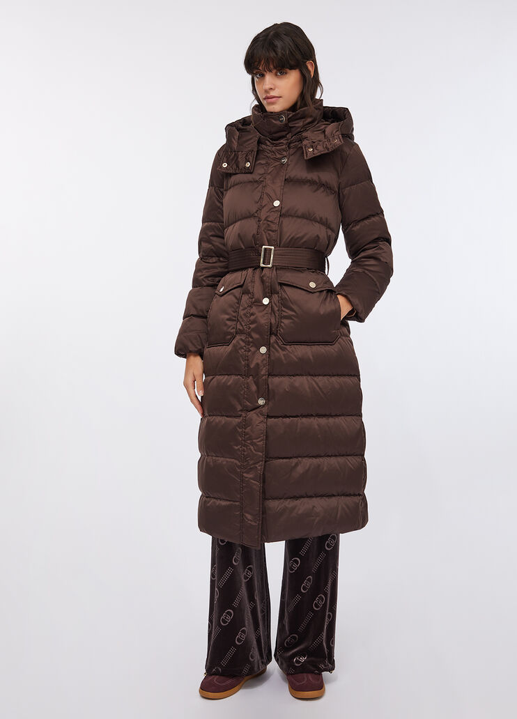 Long down jacket with hood chocolate Liu Jo - large image number 0